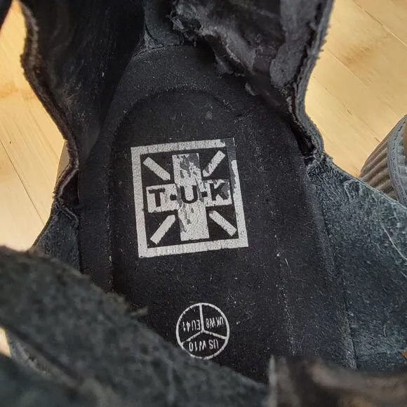 Tukskin Gladiator Viva Low Black Women's Sandals Vegan Goth Platform Size 10