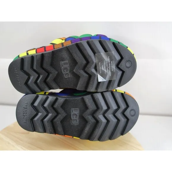 UGG ALL GENDER PRIDE LOGO MAXI‎ SLIDE PLATFORM SANDALS, WOMEN US 7