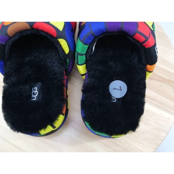 UGG ALL GENDER PRIDE LOGO MAXI‎ SLIDE PLATFORM SANDALS, WOMEN US 7