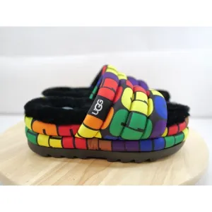 UGG ALL GENDER PRIDE LOGO MAXI‎ SLIDE PLATFORM SANDALS, WOMEN US 7