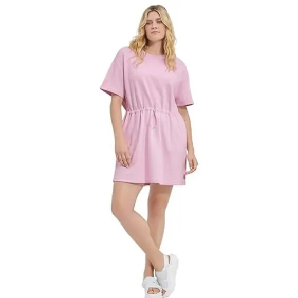 UGG Anisha Dusty Lilac Pink Cotton Crewneck Terry Cloth Sweatshirt Dress NWT