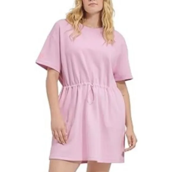 UGG Anisha Dusty Lilac Pink Cotton Crewneck Terry Cloth Sweatshirt Dress NWT