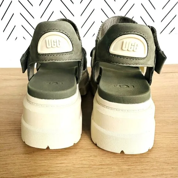🤩UGG Ashton Ankle Strap Suede Platform Chunky Sz 7 Women Sandals Green 1136764