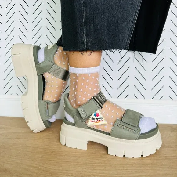 🤩UGG Ashton Ankle Strap Suede Platform Chunky Sz 7 Women Sandals Green 1136764