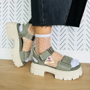 🤩UGG Ashton Ankle Strap Suede Platform Chunky Sz 7 Women Sandals Green 1136764