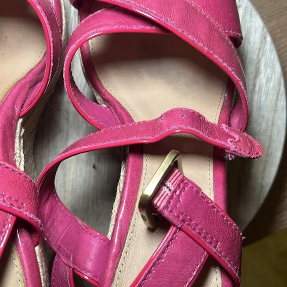 UGG Australia Jackilyn Pink Leather Sling Back Wedge Sandals Vacation Summer