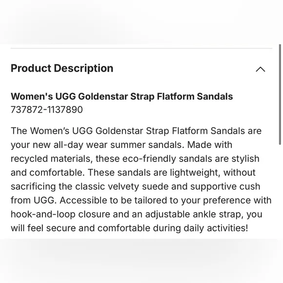 UGG Black Goldenstar Strappy Flatform Sandals in 9.5