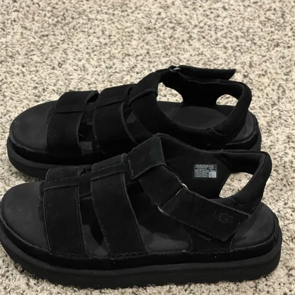 UGG Black Goldenstar Strappy Flatform Sandals in 9.5