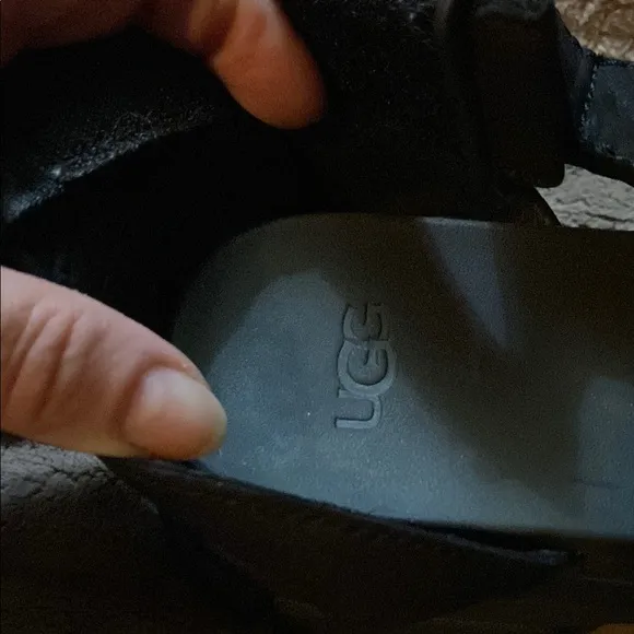 UGG Black Sandals with Woven Design and Ankle Support