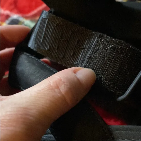 UGG Black Sandals with Woven Design and Ankle Support