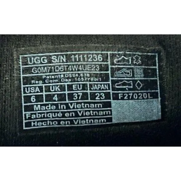 UGG Black Women's Size 6 Logo Laton Fur Loungewear Foam House Slides Sandals