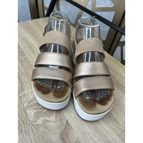 Ugg Braelynn Metallic Platform Straps Sandals Wm 7.5 Leather Rose Gold