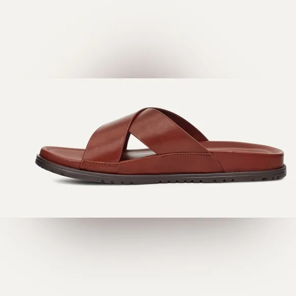 UGG Brown Leather Slide Sandals