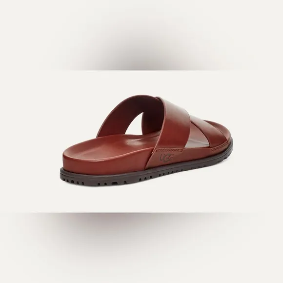 UGG Brown Leather Slide Sandals