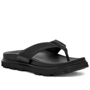 UGG Capitola Flip Flops Sandals-Black Leather-Men’s 12-Summer-Casual-Travel-NEW