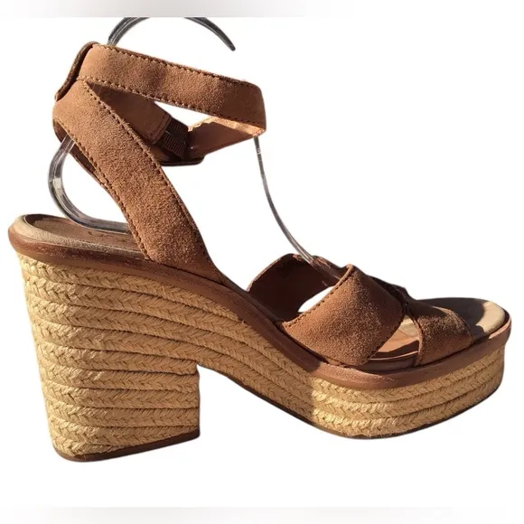UGG Carine Leather Ankle Strap Leather Platform Sandals Size 11