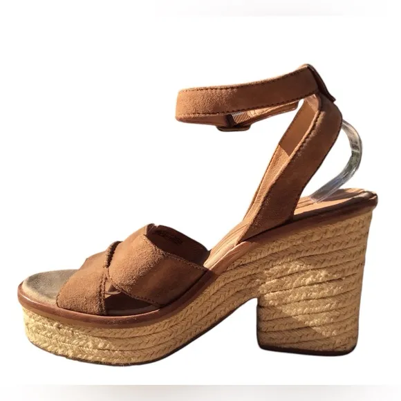 UGG Carine Leather Ankle Strap Leather Platform Sandals Size 11