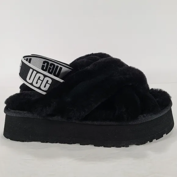 UGG Disco Cross Platform Slide Black Sandals Women Size 9