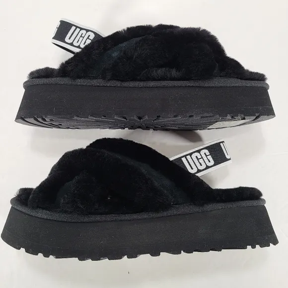 UGG Disco Cross Platform Slide Black Sandals Women Size 9