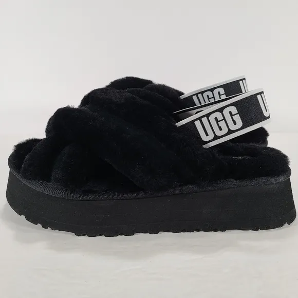 UGG Disco Cross Platform Slide Black Sandals Women Size 9