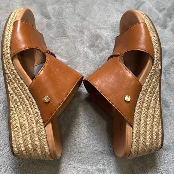 UGG Eirene Wedge Sandals, Brown Leather