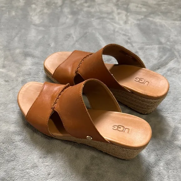 UGG Eirene Wedge Sandals, Brown Leather