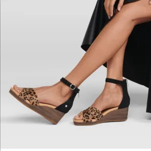 UGG EUGENIA LEOPARD WEDGE SANDALS