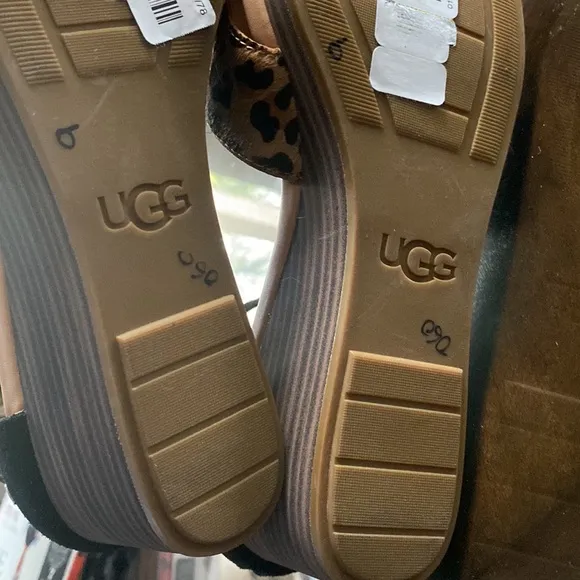 UGG EUGENIA LEOPARD WEDGE SANDALS