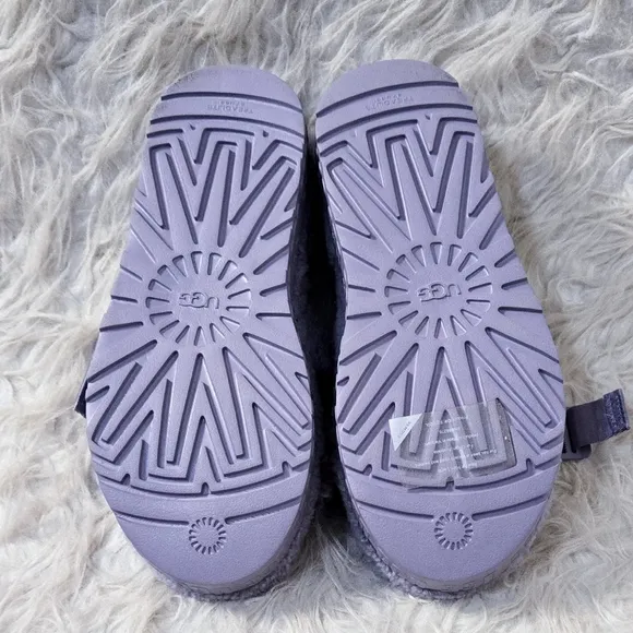 Ugg Fluffita Slides Sandals Platform Purple Fleece Lamb Fur Shearling