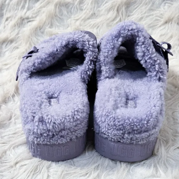 Ugg Fluffita Slides Sandals Platform Purple Fleece Lamb Fur Shearling