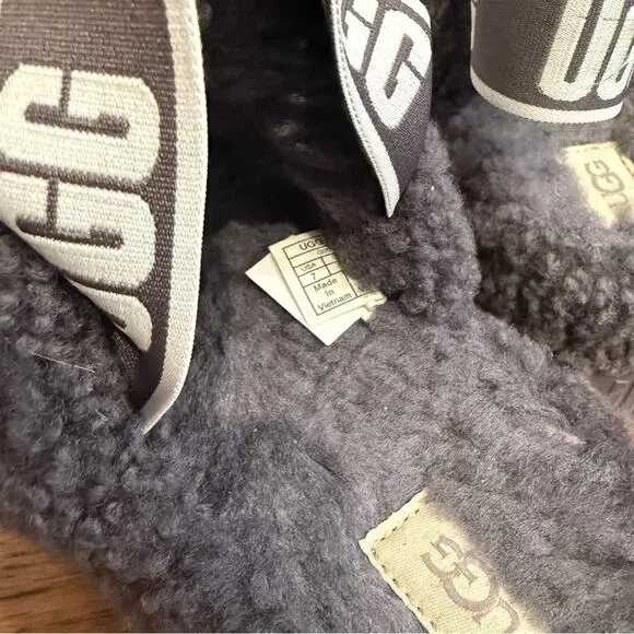 UGG Fluffy Platform Sandals in Charcoal