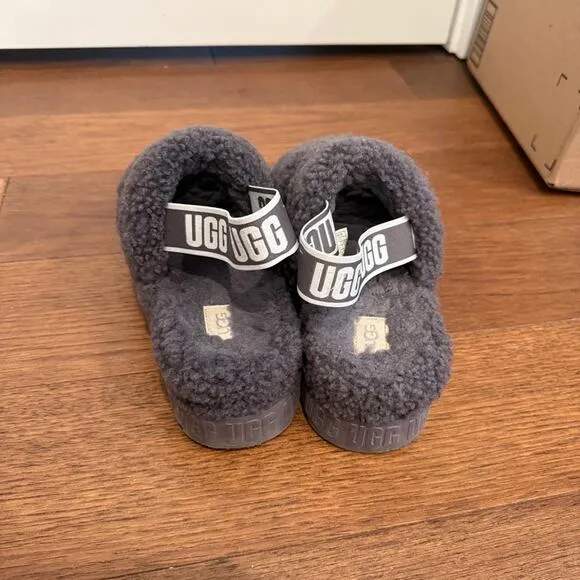 UGG Fluffy Platform Sandals in Charcoal
