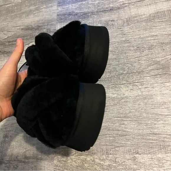 UGG Furry Black Sandals Platform Size 9