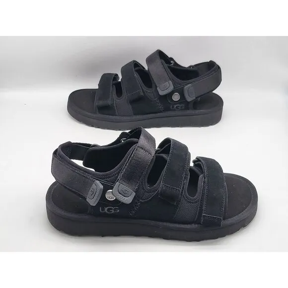 UGG Goldencoast Multistrap Black Mens Suede Sandals 1153095 Size 9