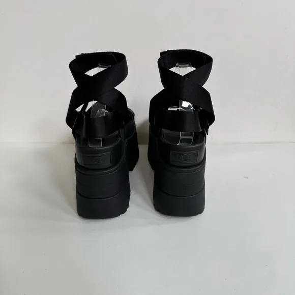 UGG GOLDENRISE BLACK STRAPPY PLATFORM SANDALS US 8