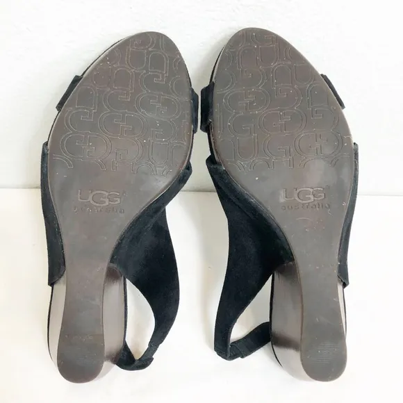 Ugg Hazel Black Suede Platform Wedge Size 9.5