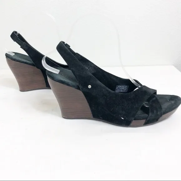 Ugg Hazel Black Suede Platform Wedge Size 9.5