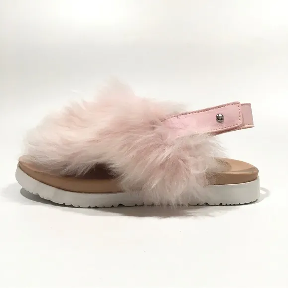 UGG HOLLY FURRY SANDALS -SEASHELL PINK SHEEPSKIN -BIG KIDS US 4 -NEW