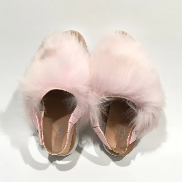 UGG HOLLY FURRY SANDALS -SEASHELL PINK SHEEPSKIN -BIG KIDS US 4 -NEW