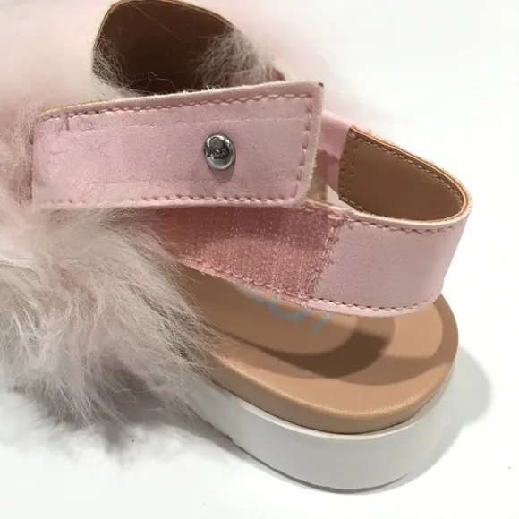 UGG HOLLY FURRY SANDALS -SEASHELL PINK SHEEPSKIN -BIG KIDS US 4 -NEW