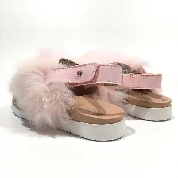 UGG HOLLY FURRY SANDALS -SEASHELL PINK SHEEPSKIN -BIG KIDS US 4 -NEW