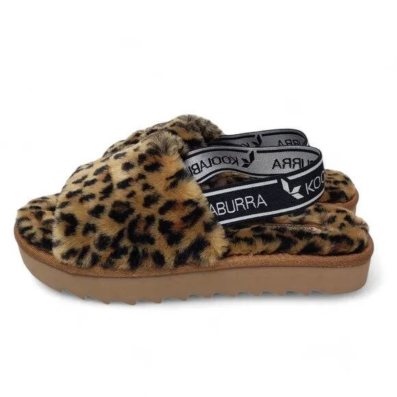 Ugg Koolaburra Fuzz'N Sandals Women's Leopard Print Furry Platform Slides 8