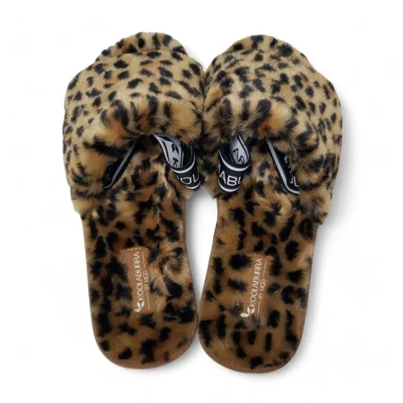 Ugg Koolaburra Fuzz'N Sandals Women's Leopard Print Furry Platform Slides 8