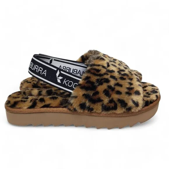Ugg Koolaburra Fuzz'N Sandals Women's Leopard Print Furry Platform Slides 8