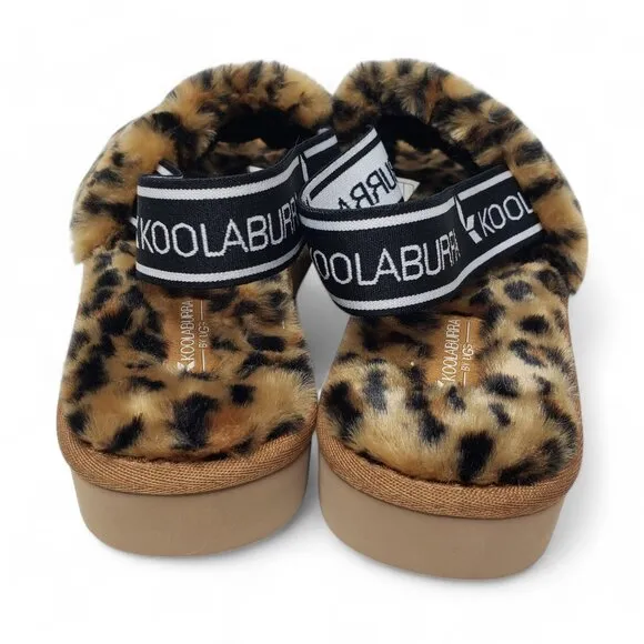 Ugg Koolaburra Fuzz'N Sandals Women's Leopard Print Furry Platform Slides 8
