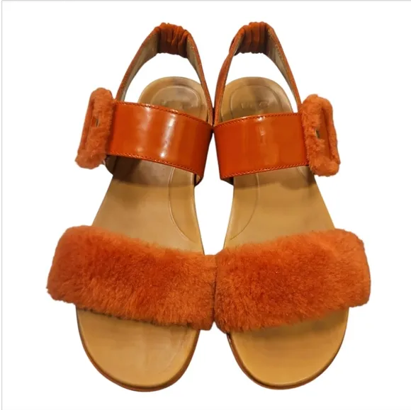 UGG | Le Fluff Orange Fuzzy Platform Sandals in Size US 11