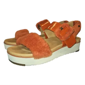UGG | Le Fluff Orange Fuzzy Platform Sandals in Size US 11