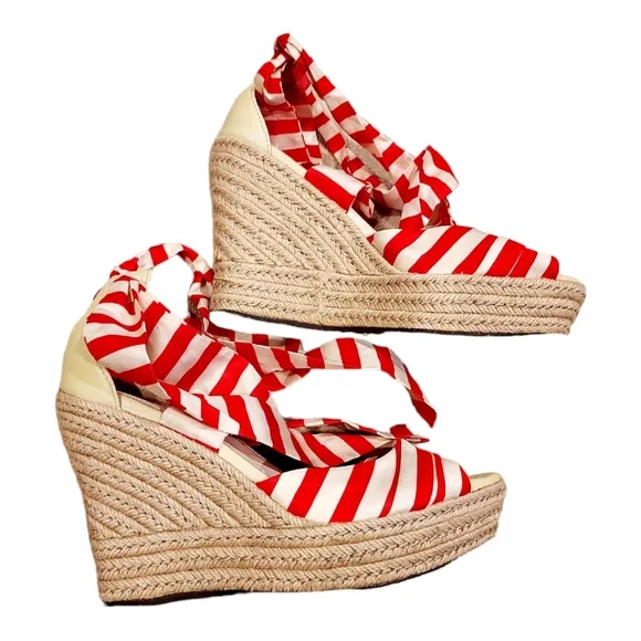 UGG Luciana Silk Tie Espadrille Wedge Sandals size 7
