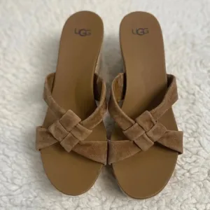 UGG Niyomee Chestnut Espadrille Wedge Sandals | Size 8