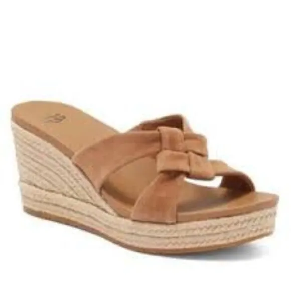 UGG Niyomee Chestnut Espadrille Wedge Sandals | Size 8